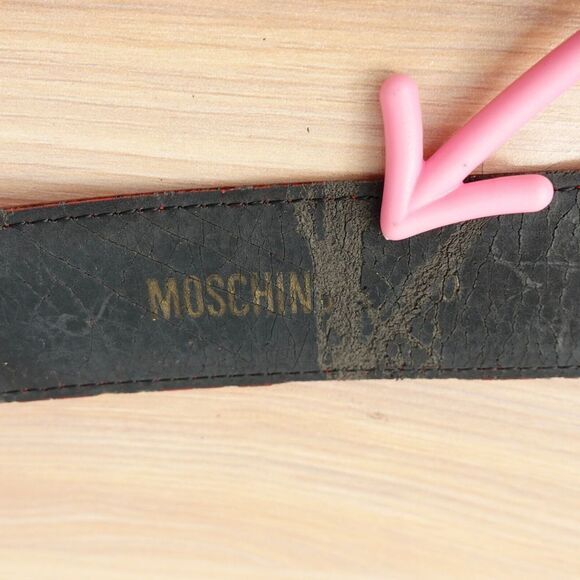 MOSCHINO Belt XS Logo Gold‎ Red Leather Italian Luxury Vintage Redwall I AM RICH main image 6